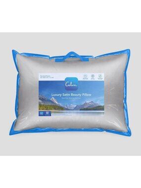 Calm Jumbo Medium Density Satin Bed Pillow Silver Hypoallergenic